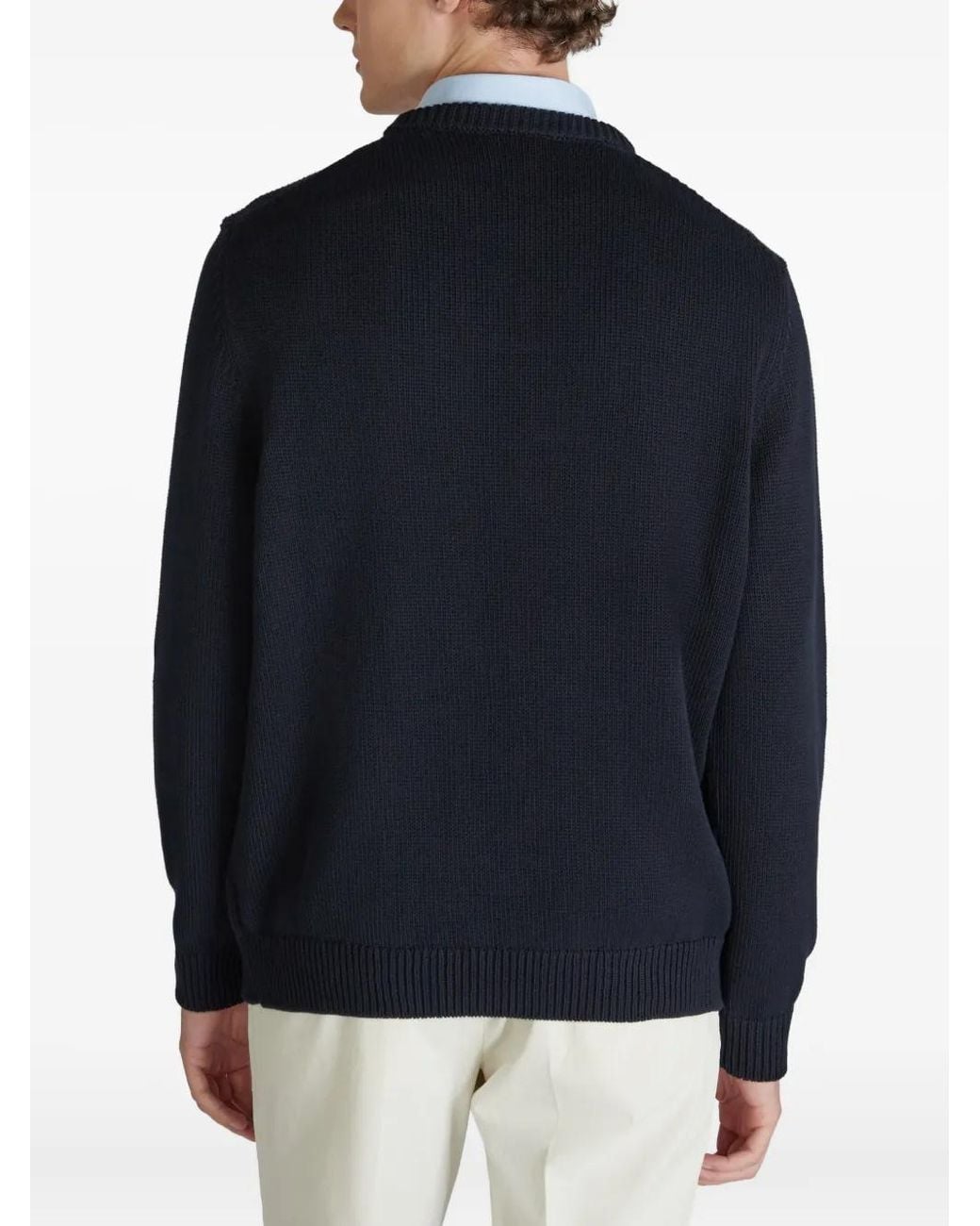 Zanone Blue Crew-Neck Cotton Sweater for men