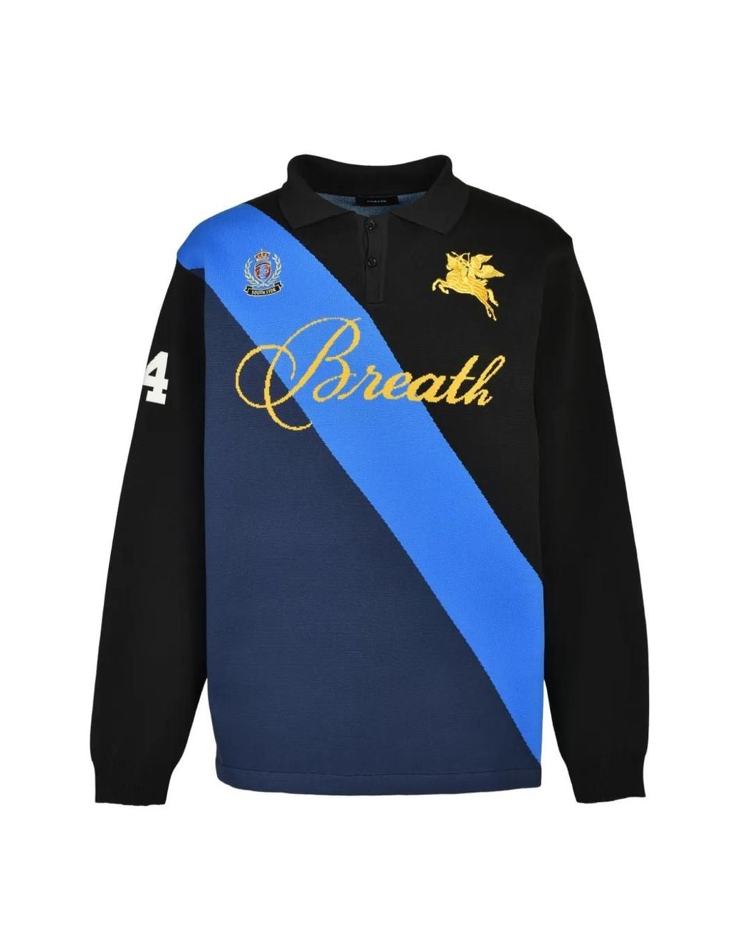 BREATH Blue Double-Jacquard Embroidered Polo Shirt for men