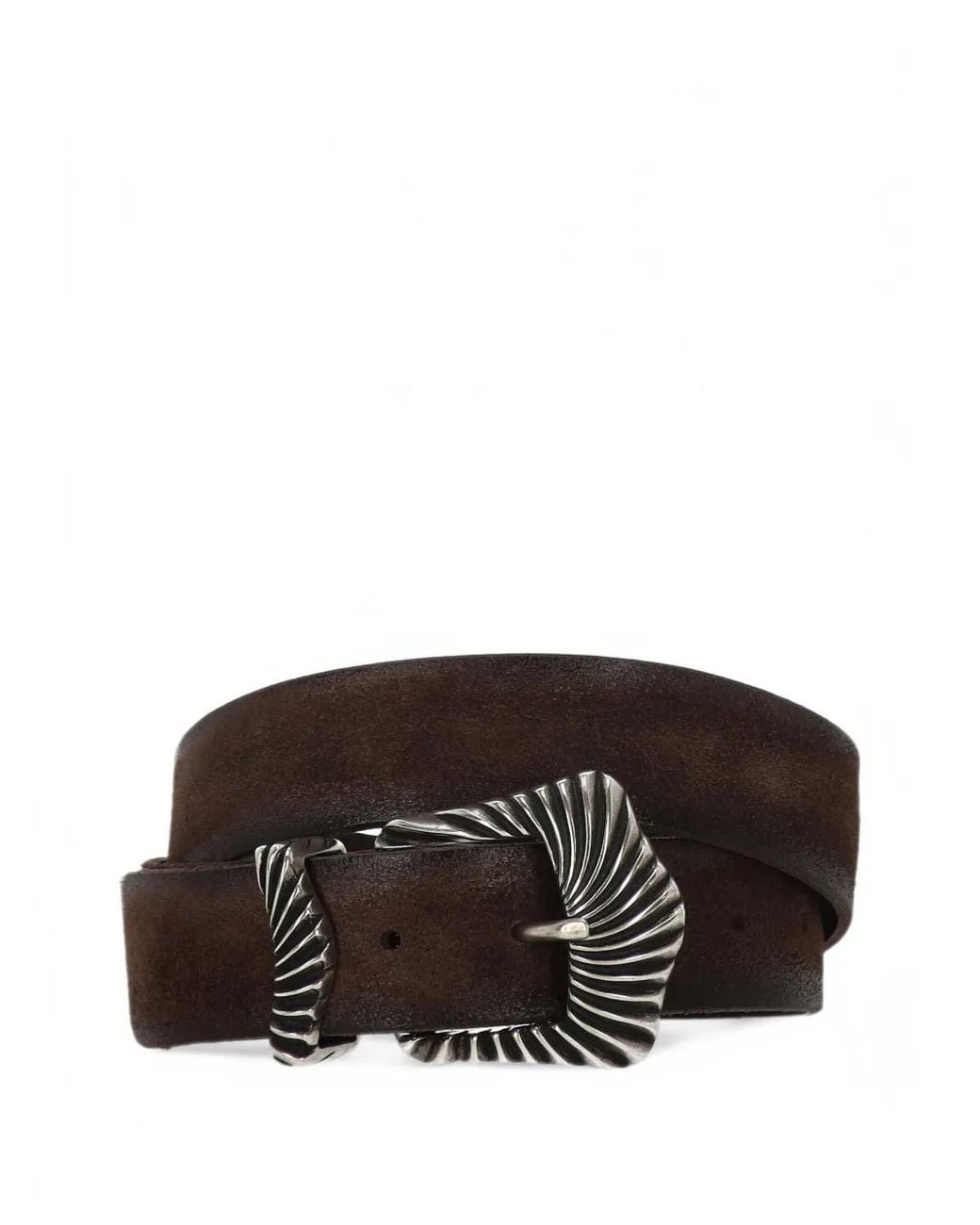 Orciani Black Sculptural-Buckle Leather Belt