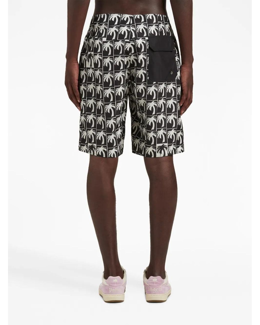 Palm Angels Black Dripping Palms Surf Swimshort for men