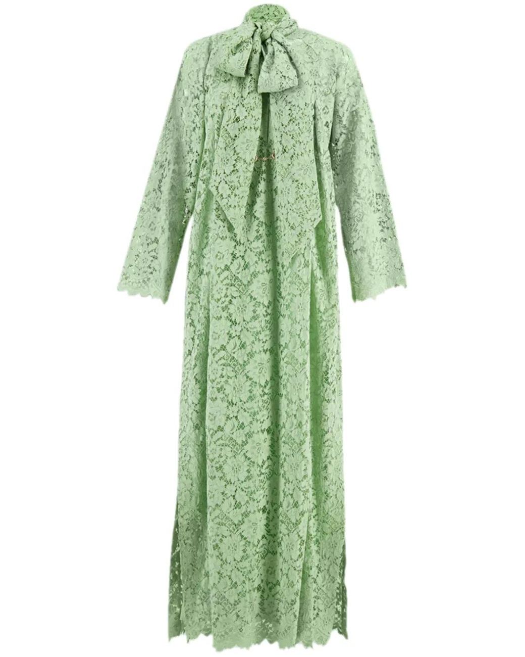 slim fit dress slacks JESSICA GUIPURE LACE AND SILK GOWN IN GREEN | CULT MIA