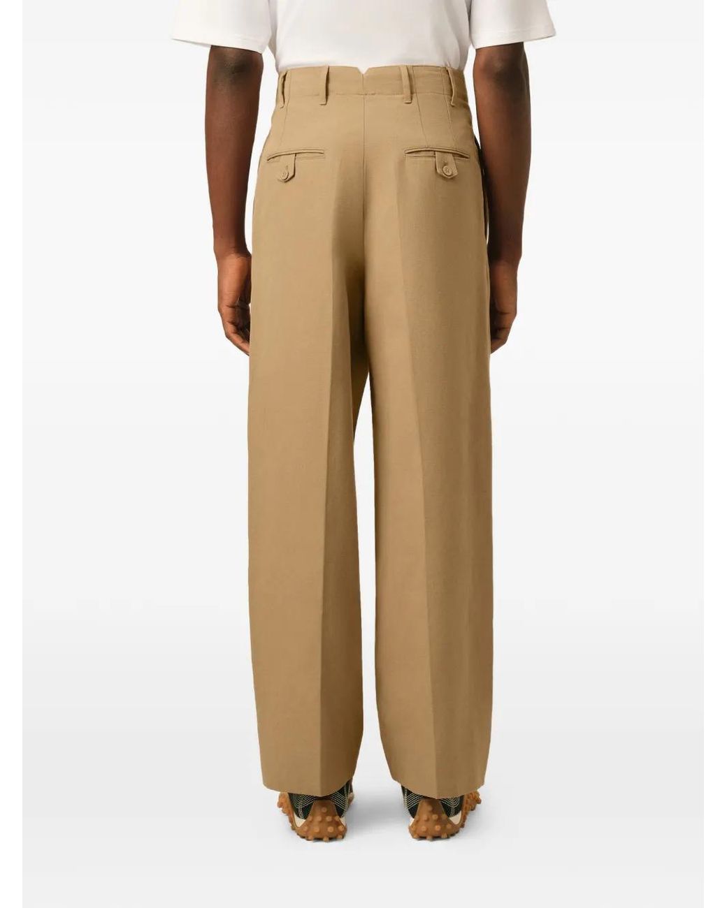 AMI Natural Cotton And Linen High Waisted Carrot Fit Trousers for men