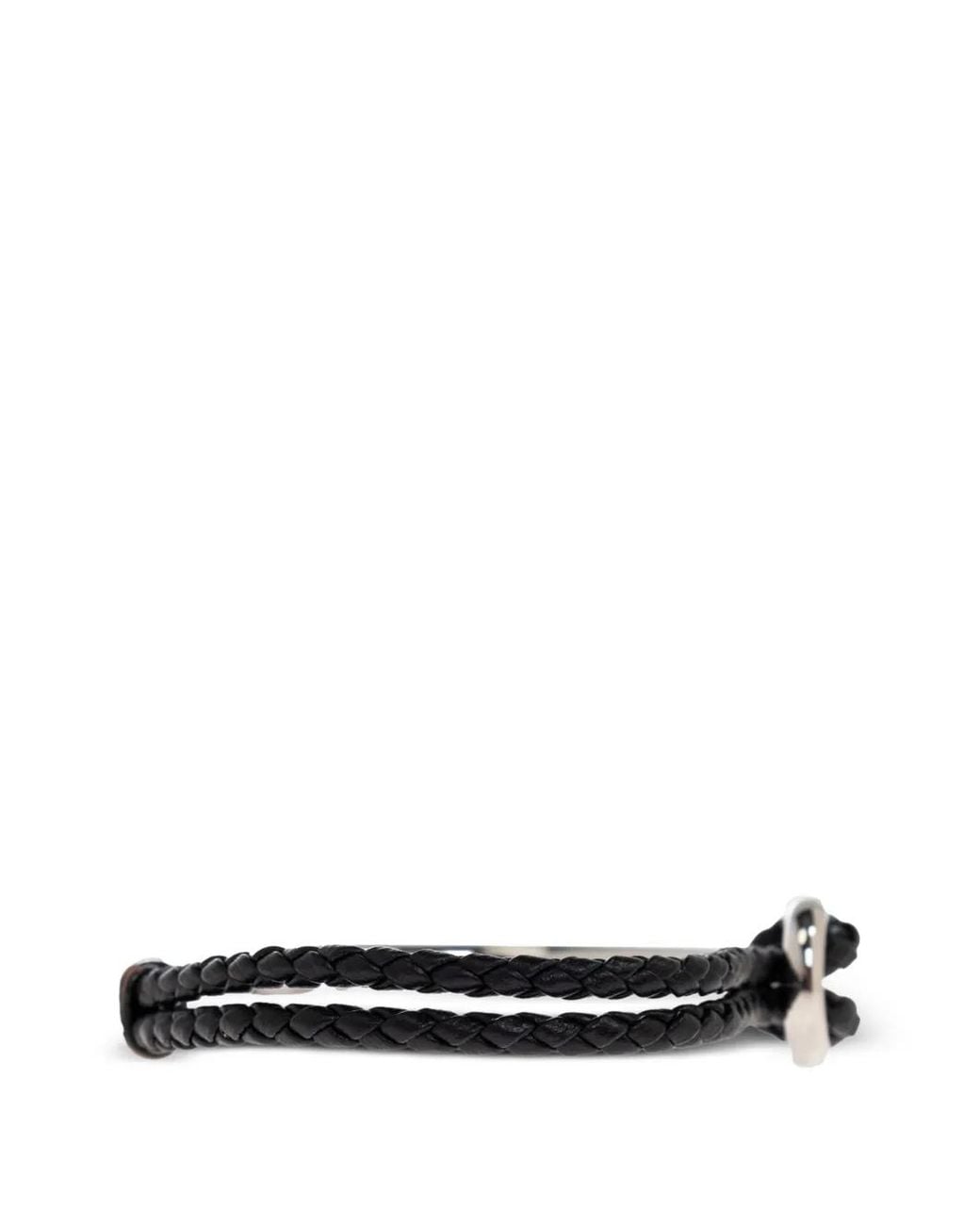 Ferragamo White Gancini Braided-Calf Leather Bracelets for men
