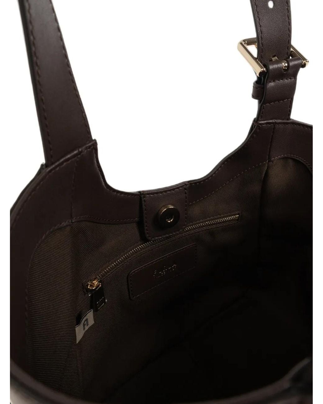 Furla Brown Suede-Panel Leather Shoulder Bag