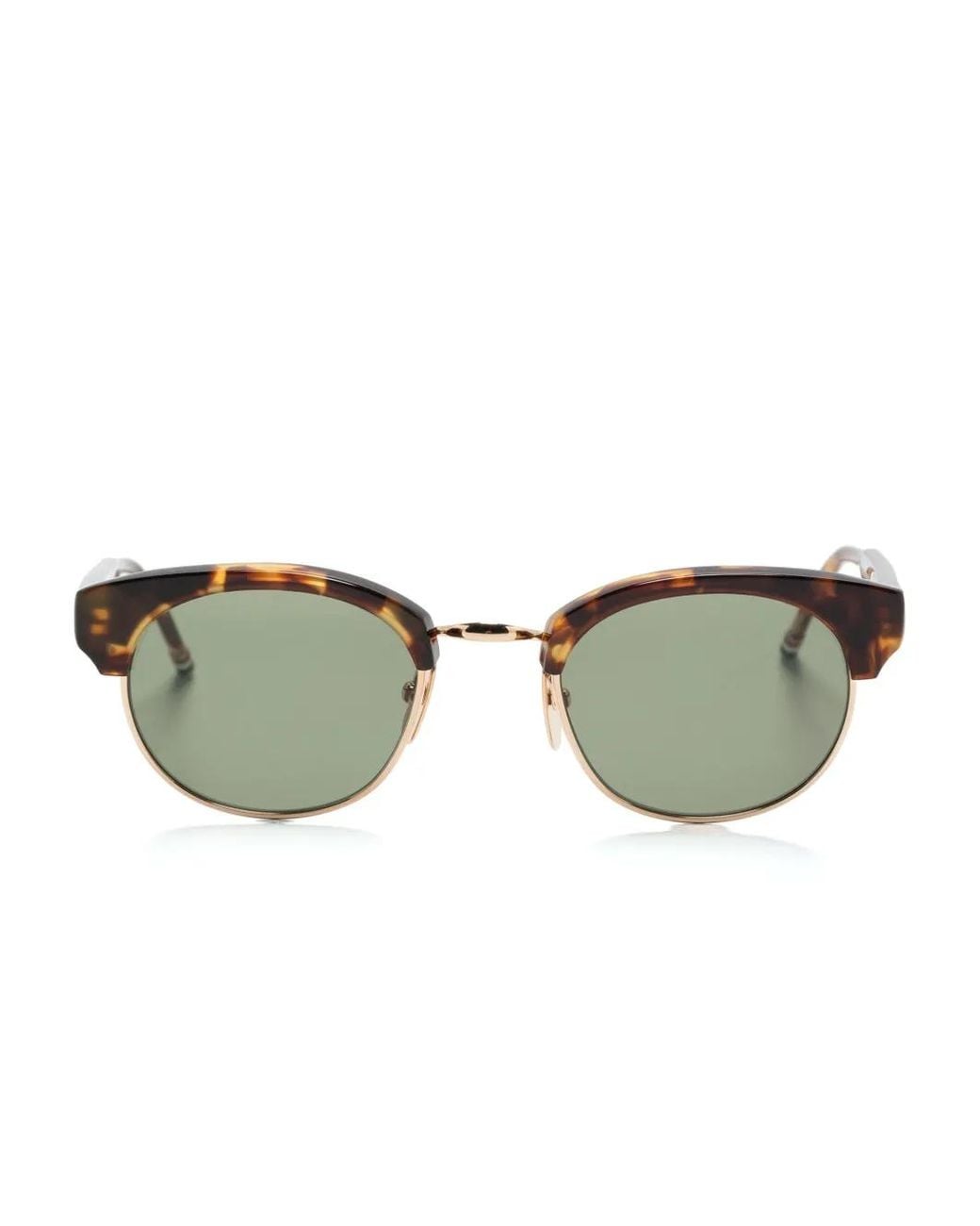Thom Browne Green Tortoiseshell Round-Frame Sunglasses for men