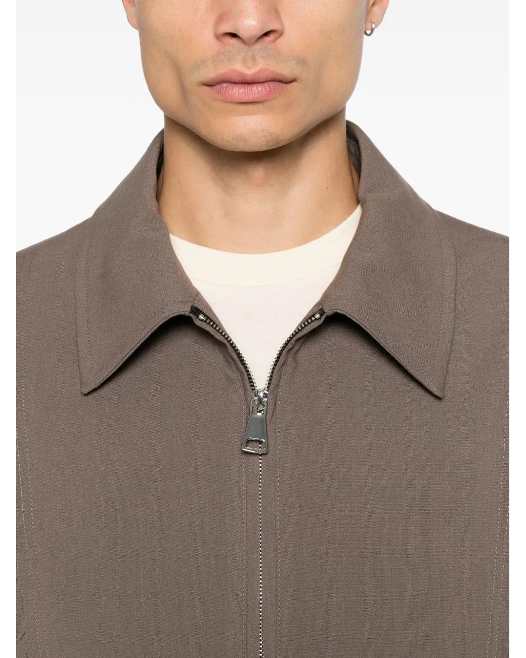 Imperial Brown Zip-Up Panelled Jacket for men