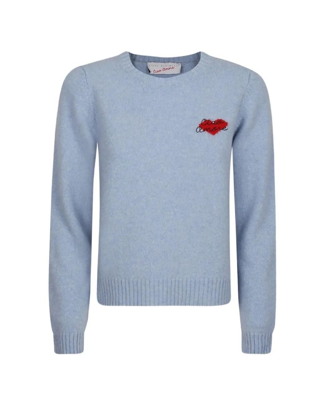 Giada Benincasa Blue Heartbeat Crew-Neck Sweater