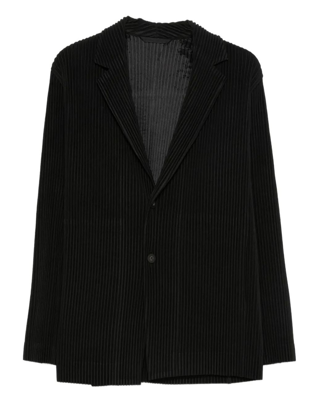 Homme Plissé Issey Miyake Black Plissé Single-Breasted Blazer for men