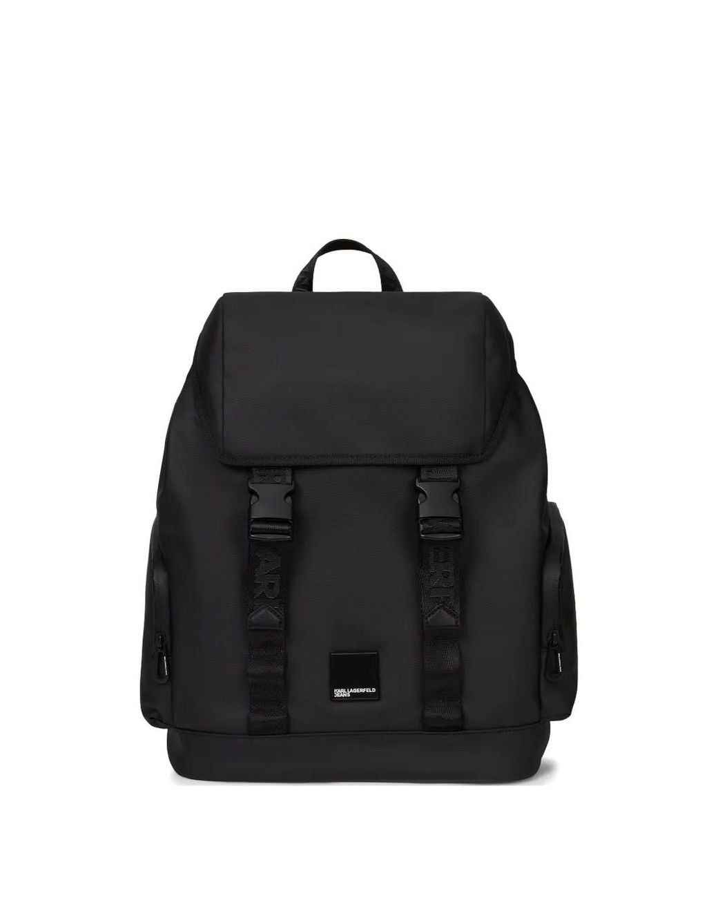 Karl Lagerfeld Black Venture Buckled Backpack for men