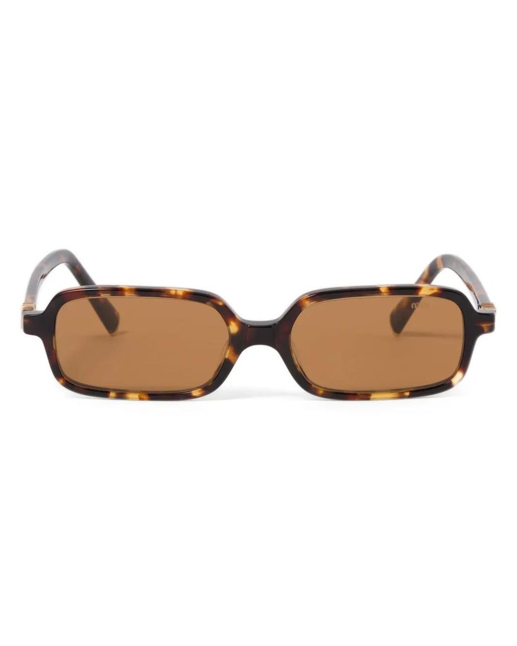 Miu Miu Brown Rectangle Tortoiseshell Sunglasses