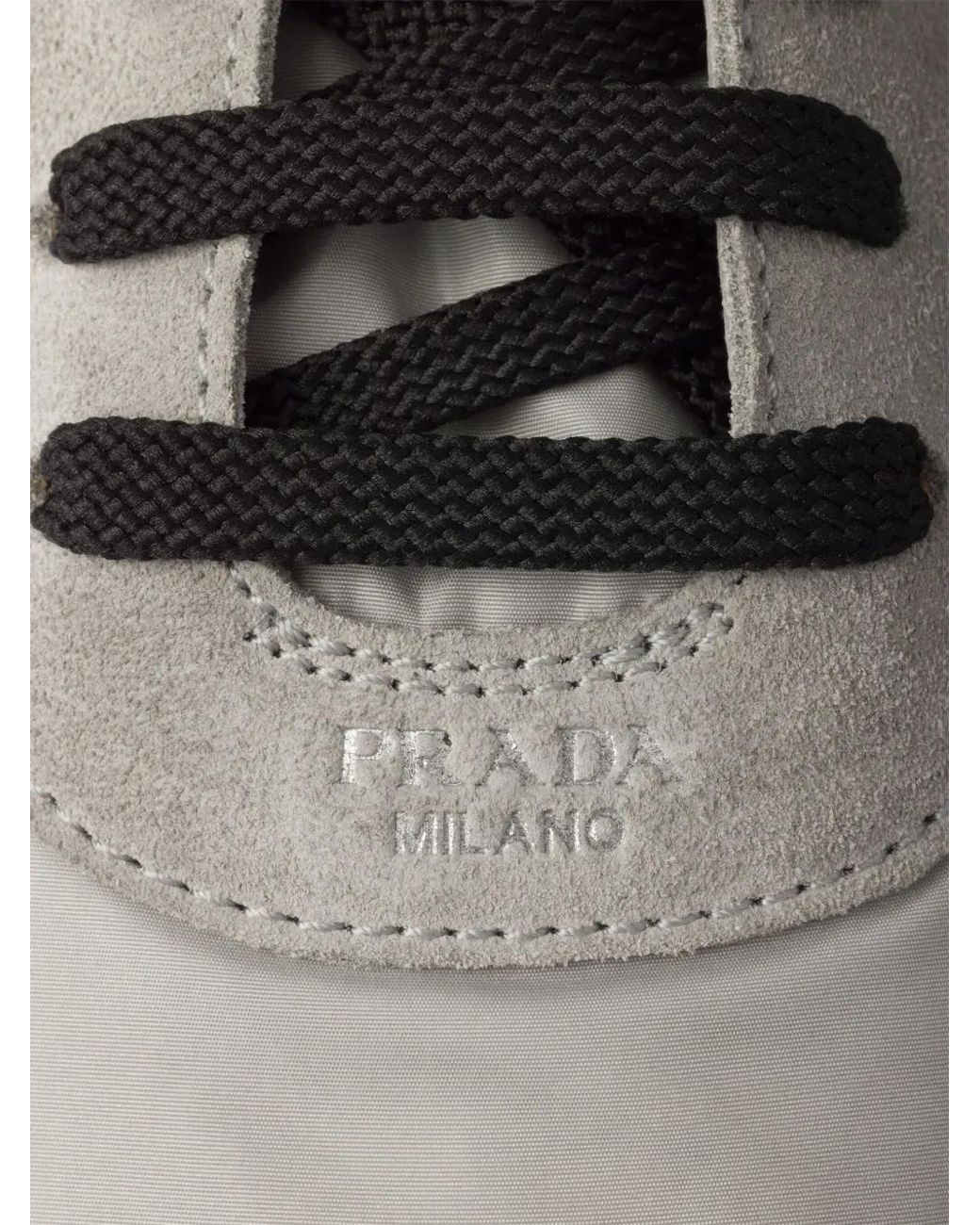 Prada Gray Collapse Lace-Up Sneakers for men