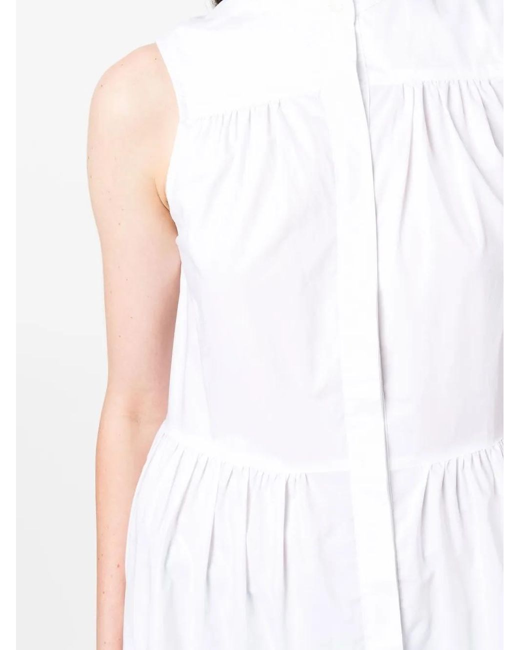Blanca Vita White Tiered Cotton Shirtdress