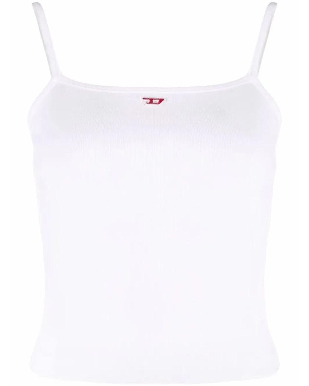 DIESEL White T-Hop-D Logo-Appliqué Tank Top