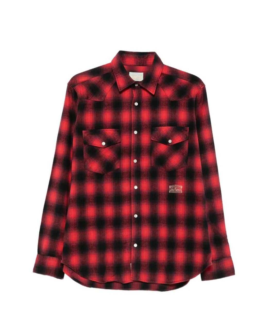 Aries Red Plaid Western Shirt for men