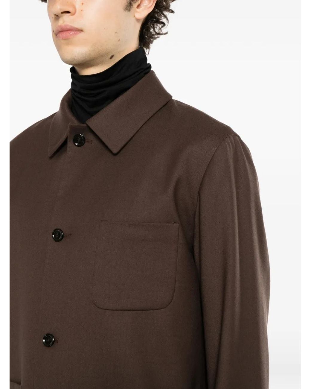 Lardini Brown Button-Up Patch-Pocket Jacket for men