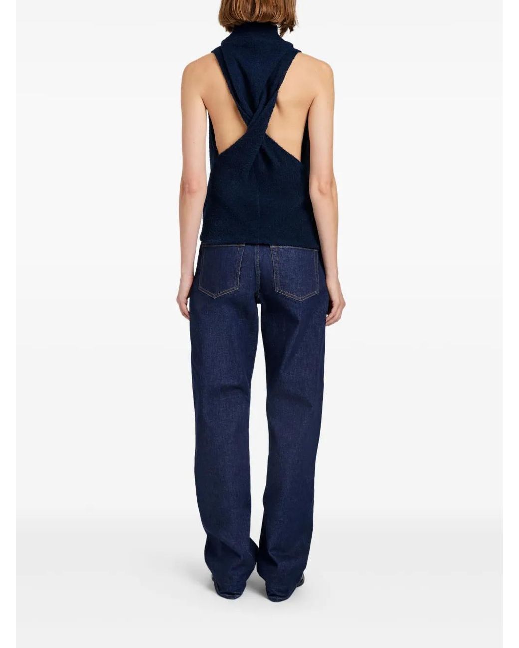 Proenza Schouler Blue Cynthia Cowl-Effect Top