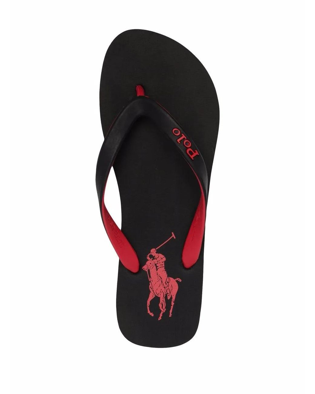 Polo Ralph Lauren Black Logo-Patch Flip Flops for men