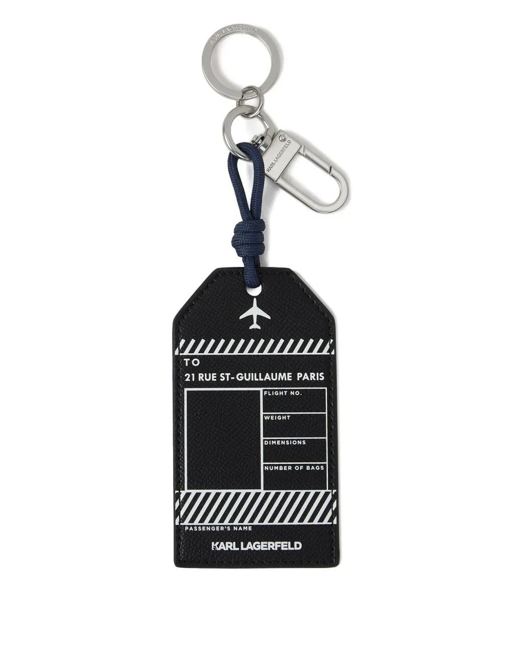 Karl Lagerfeld Black Luggage-Tag Keychain for men