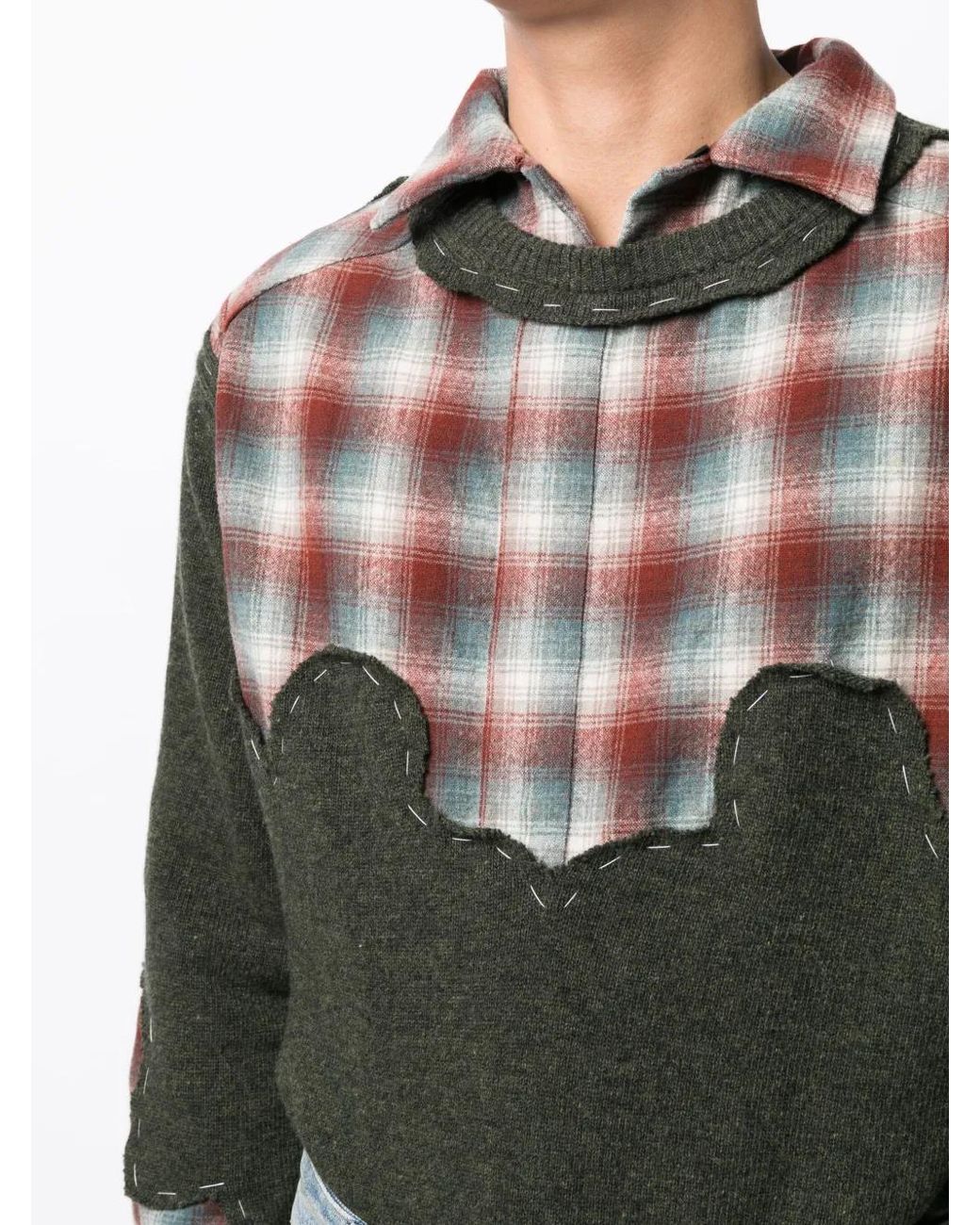 Maison Margiela Green X Pendleton Yoke-Detail Jumper for men