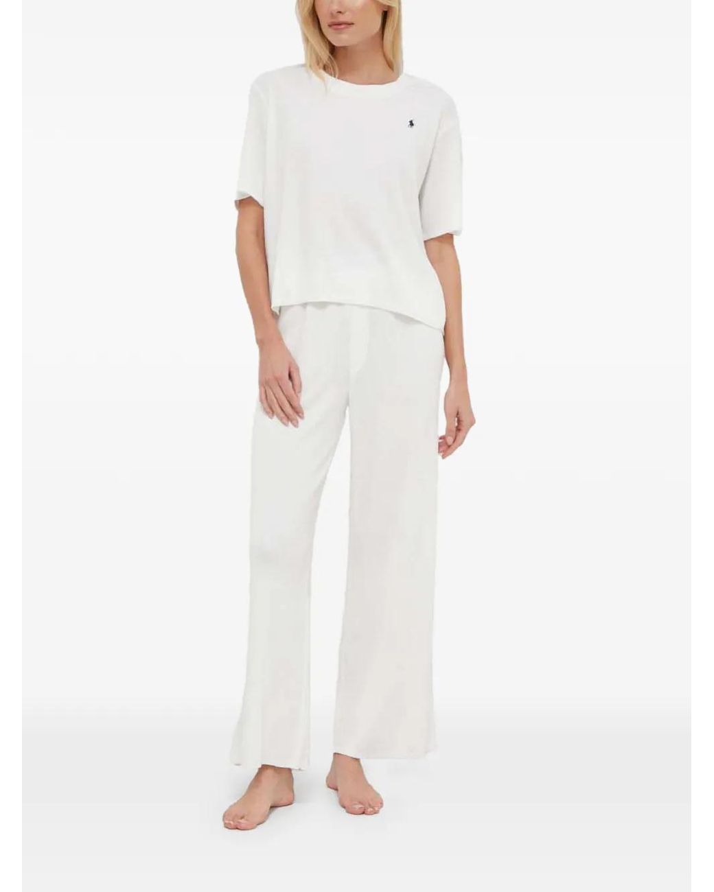 Polo Ralph Lauren White Logo-Detail Pajama Set