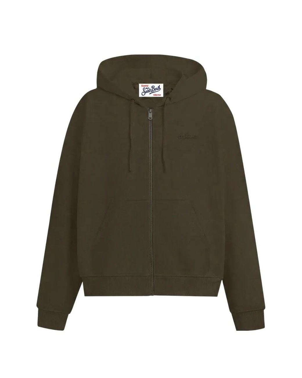 Mc2 Saint Barth Green Zip-Up Embroidered Hoodie for men