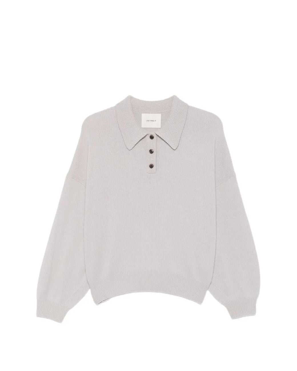 Lisa Yang White Polo-Collar Sweater