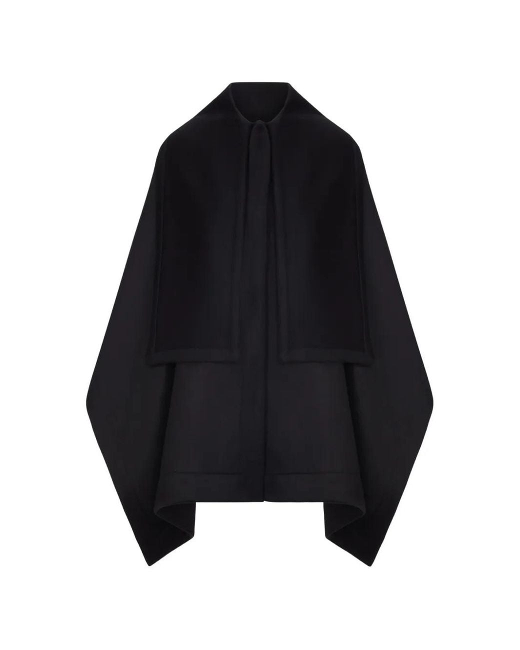 Giorgio Armani Black Manteau Cape En Laine À Superpositions