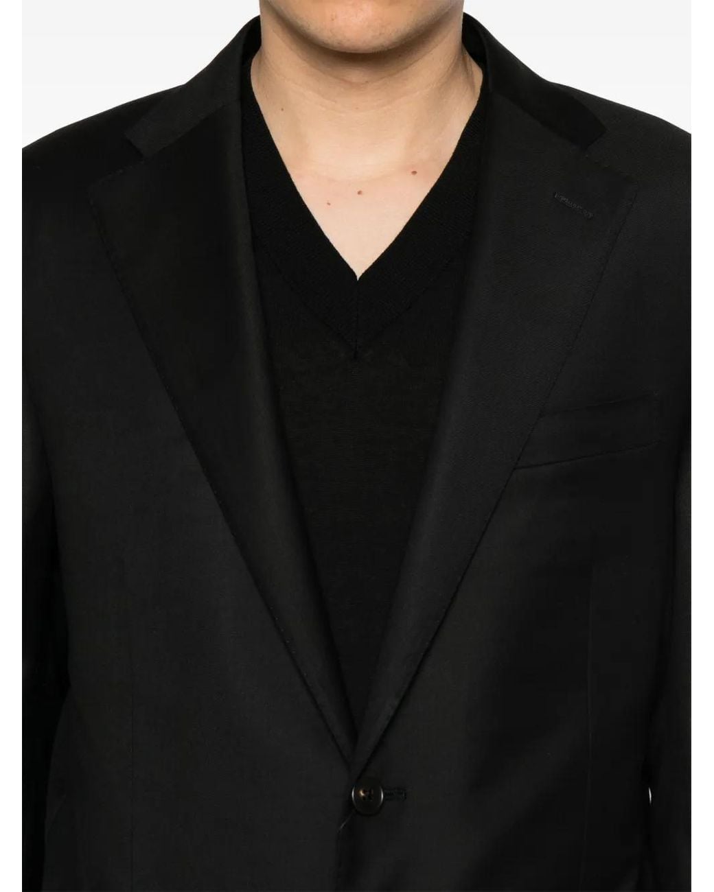 Corneliani Black Virgin-Wool Single-Breasted Suit for men