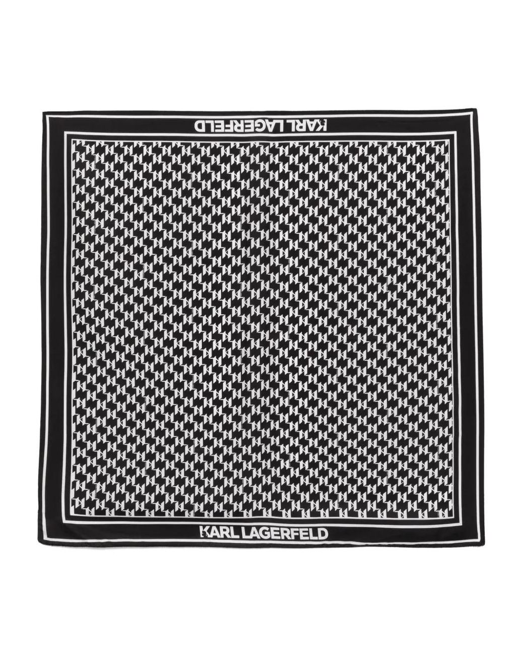Karl Lagerfeld Black Monogram Silk Scarf