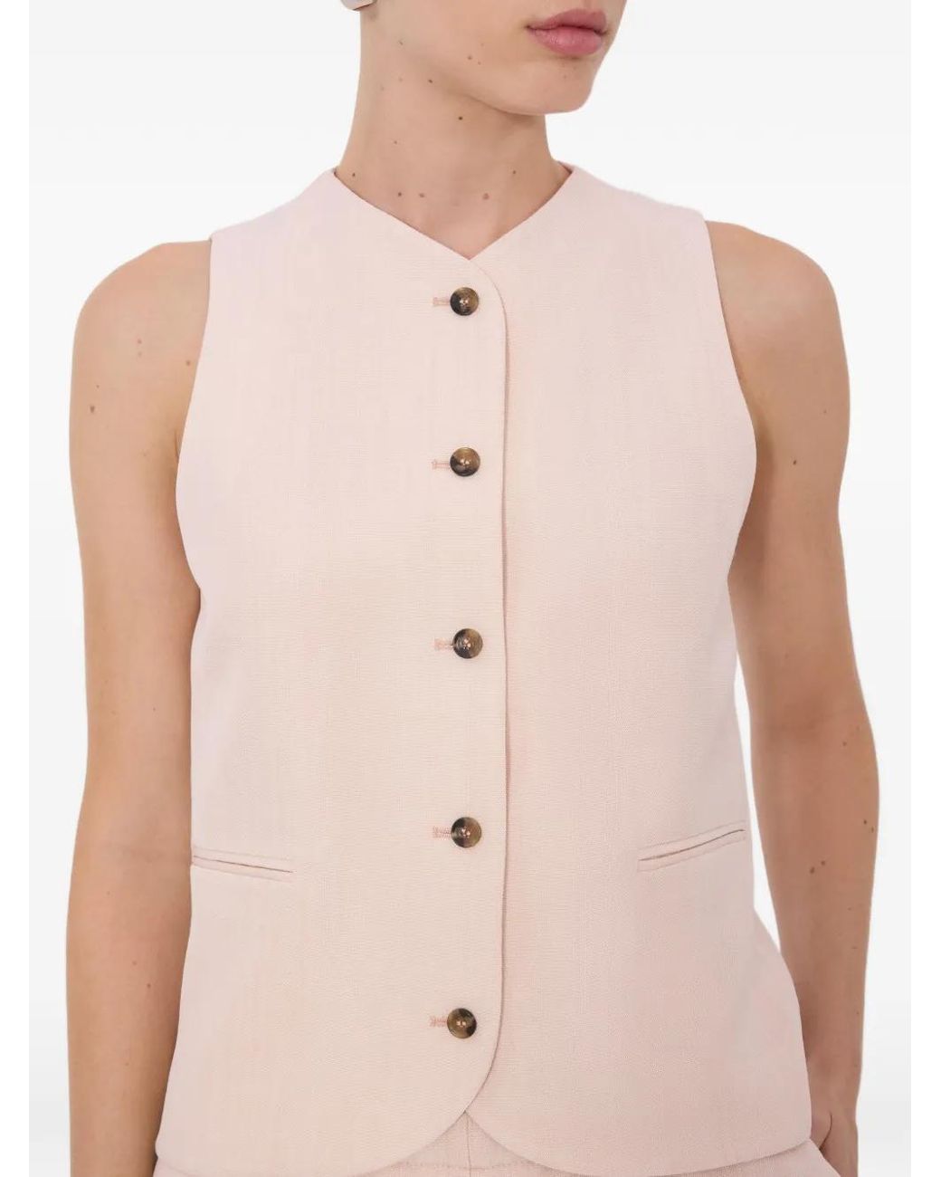 Loulou de Saison Pink Button Welt Pocket Waistcoat