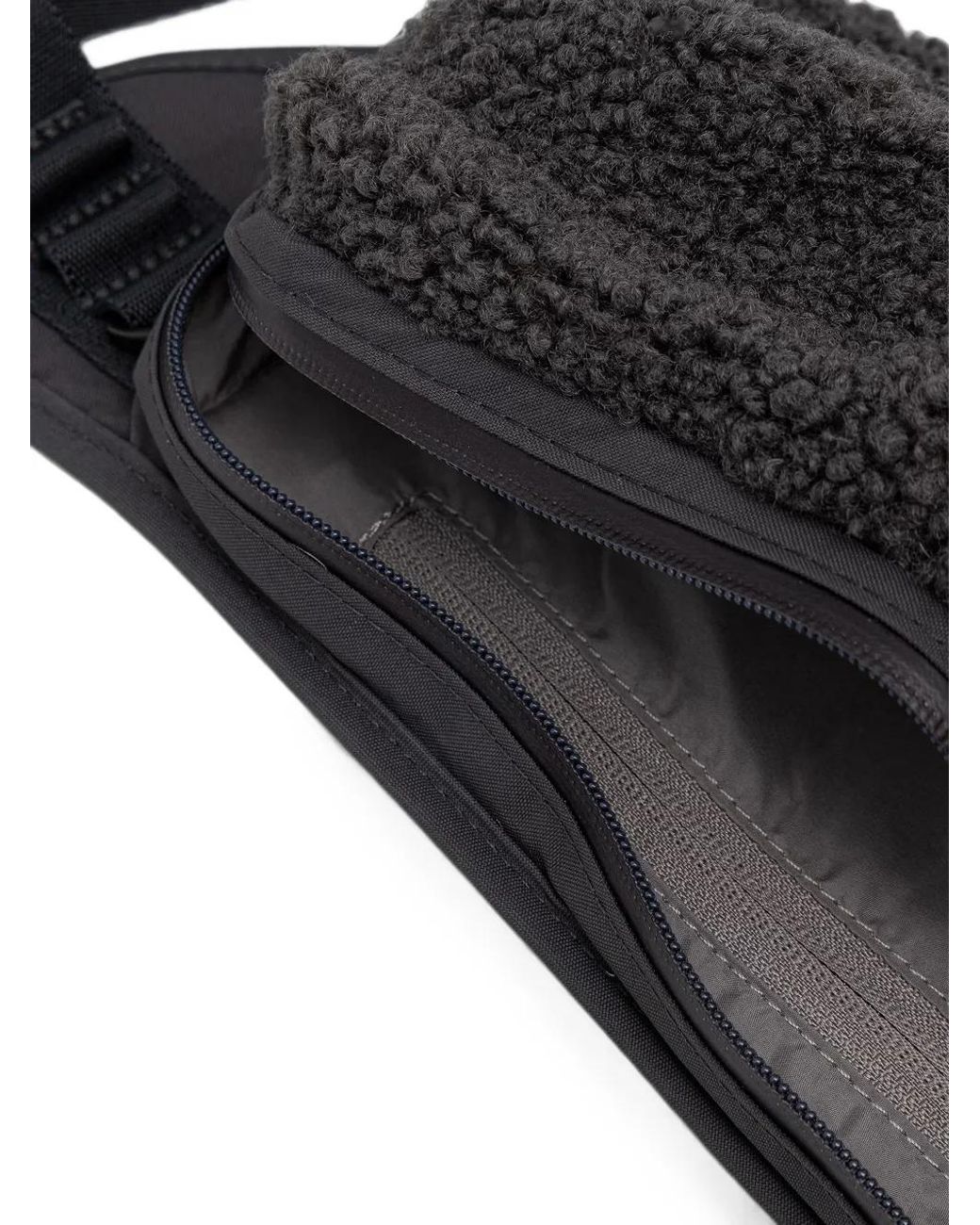 Adidas By Stella McCartney Black Fleece-Texture Logo-Print Belt Bag