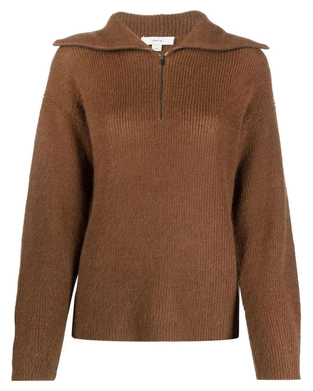 Vince Brown Half-Zip Pullover Jumper