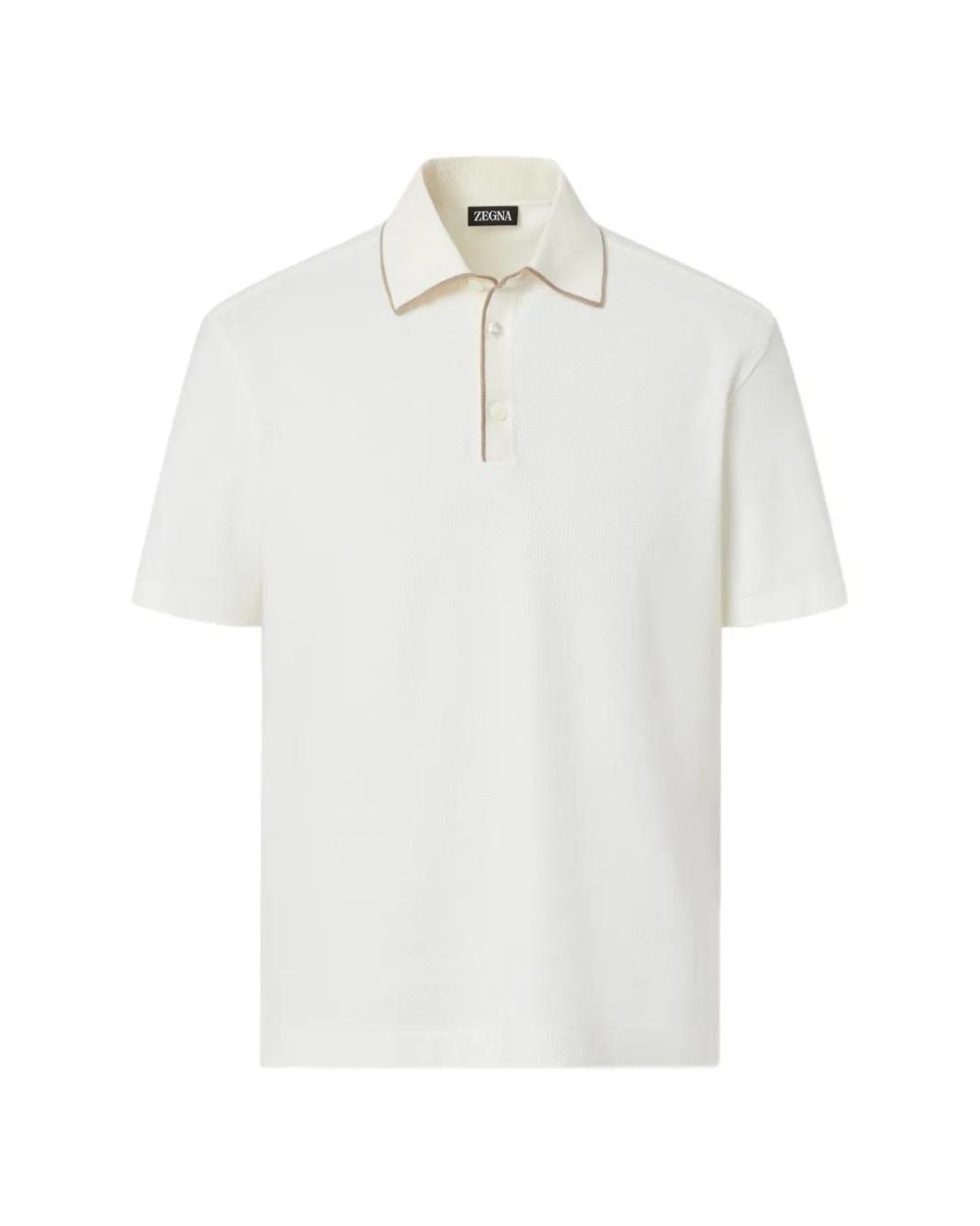 Zegna White Cotton And Silk Polo Shirt for men