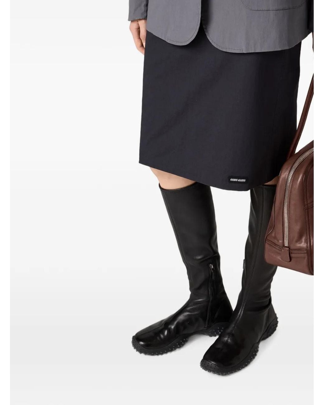 Miu Miu Blue Stretch Poplin Skirt