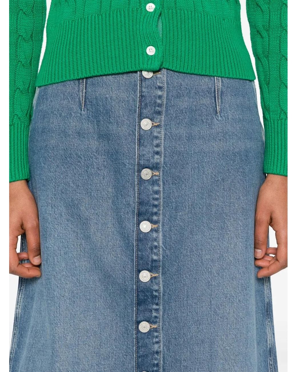 Polo Ralph Lauren Blue Denim Midi Skirt