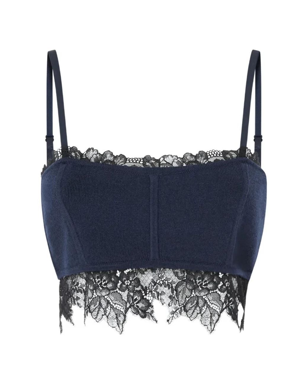 Pinko Blue Knit Bralette With Lace
