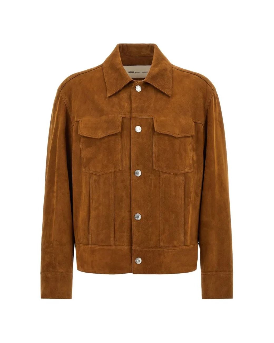 AMI Brown Ami De Coeur Goatskin Leather Jacket for men