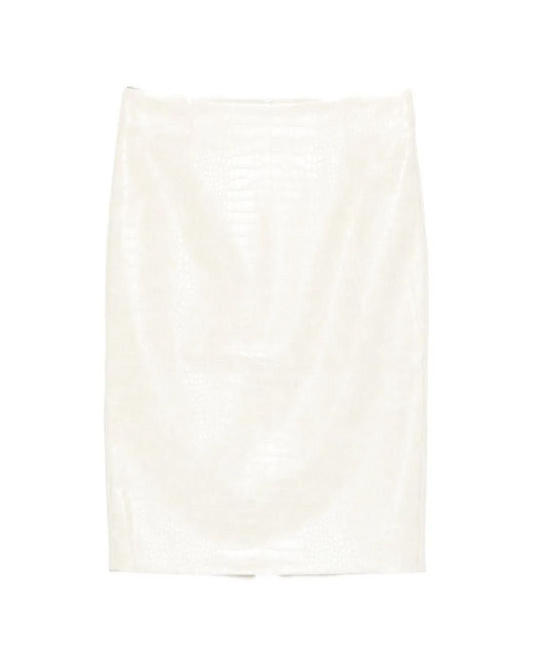 Des Phemmes White Croc-Effect Longuette Skirt