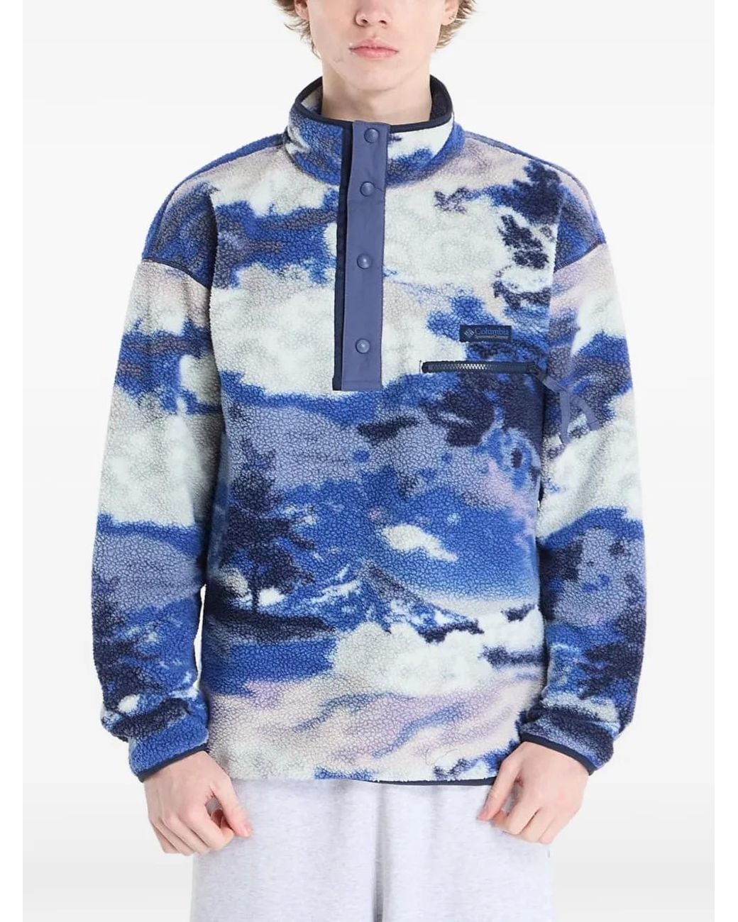 Columbia Blue Helvetia Half-Snap Printed Sweater for men