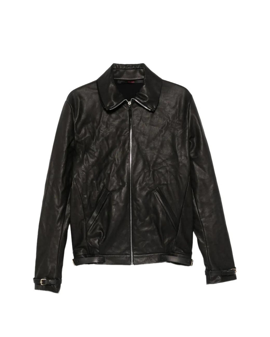 Ma+ Black Buckled Leather Jacket for men