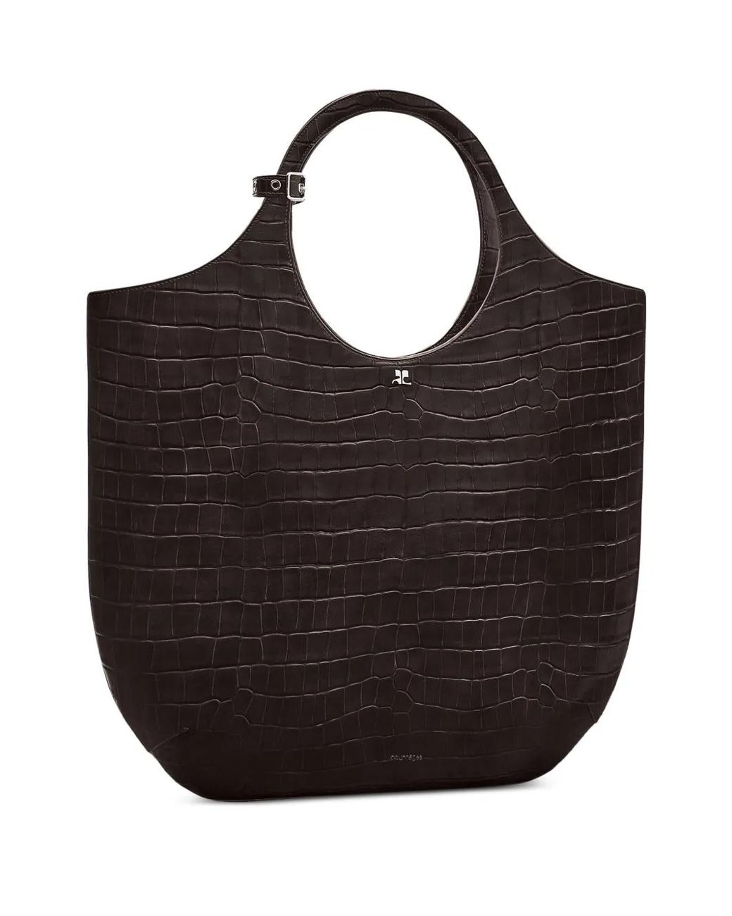 Courreges Black Large Holy Crocodile-Effect Tote Bag