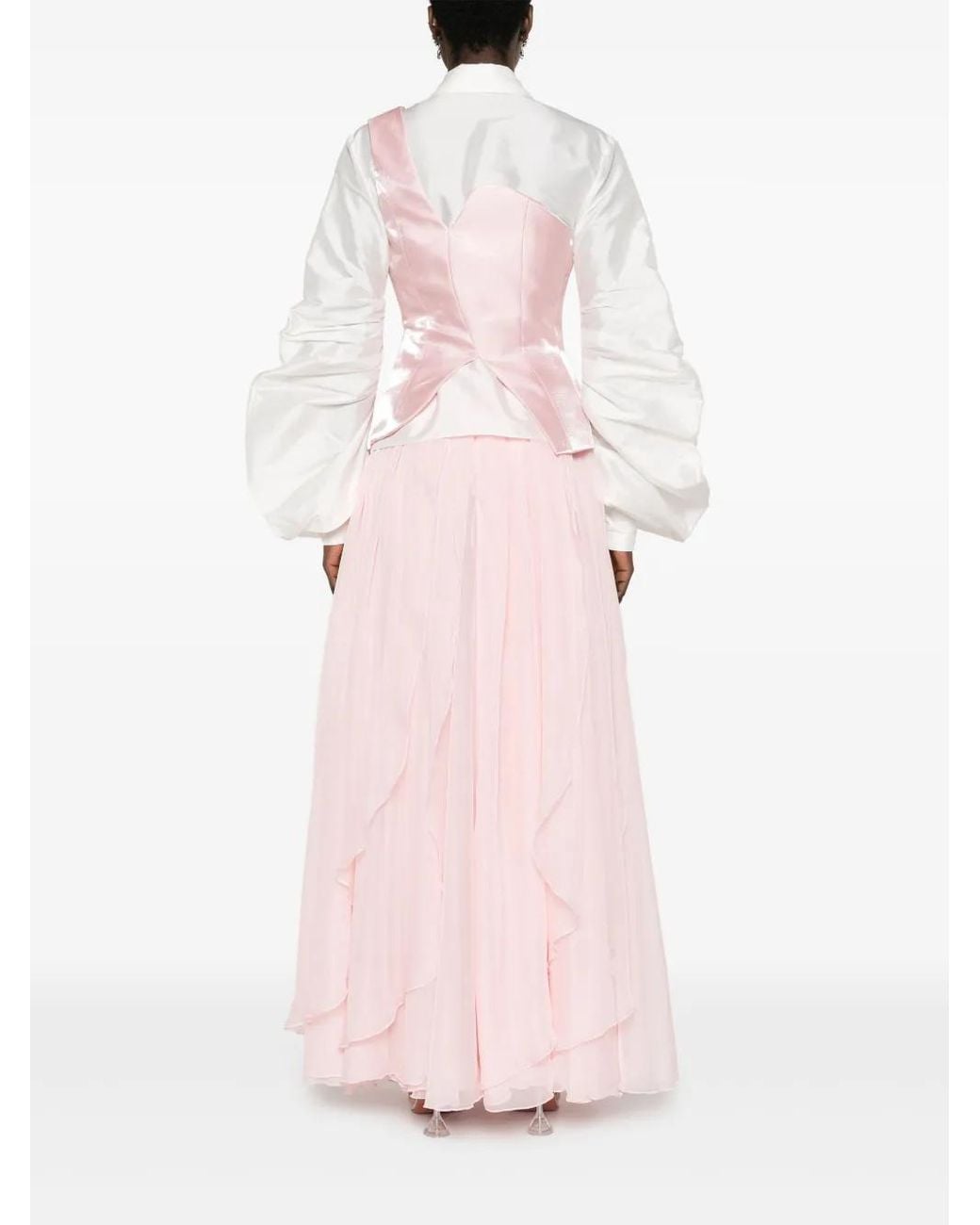 Gaby Charbachy Pink Draped Flared Skirt Set