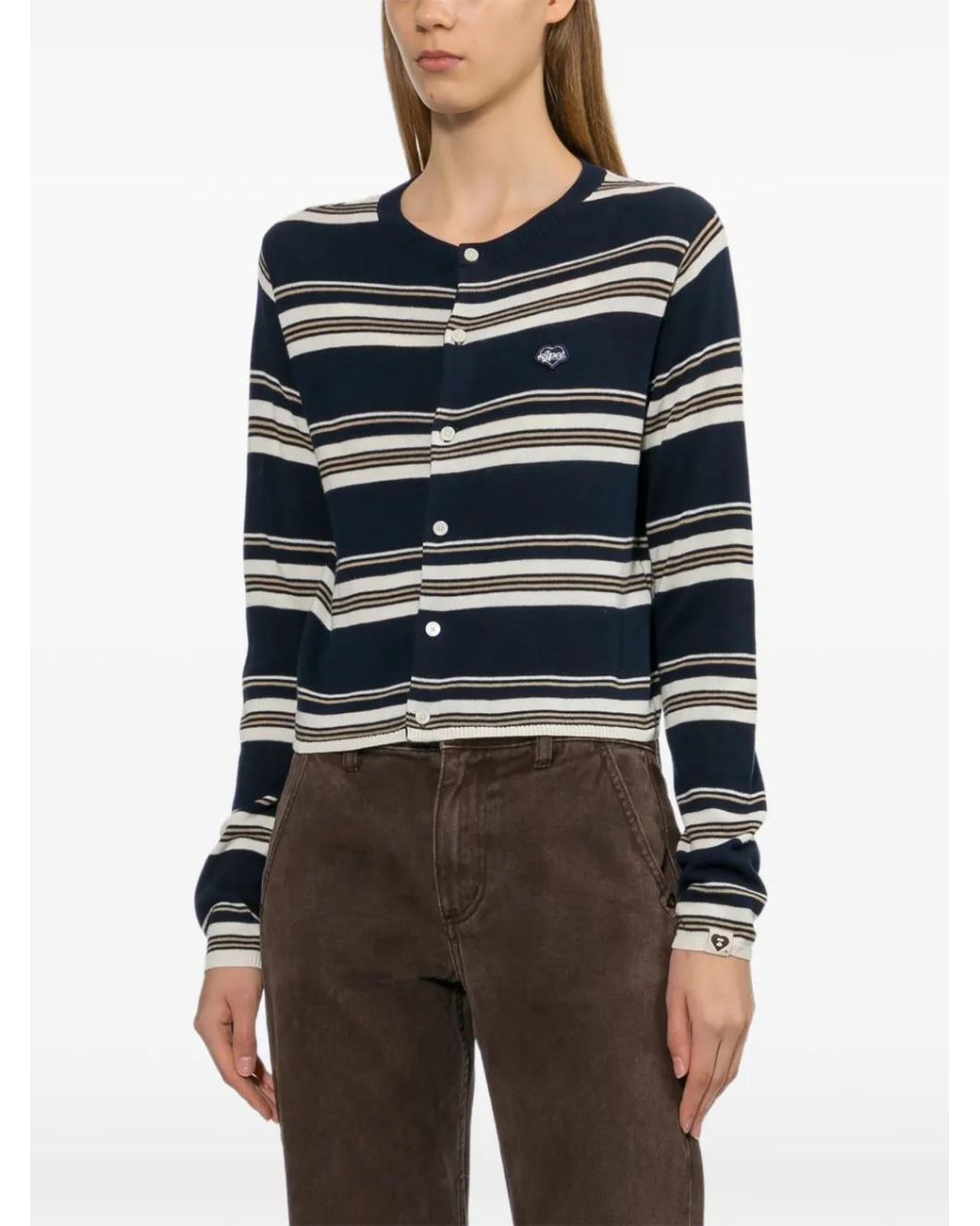 AAPE BY A BATHING AP Blue Striped Buttoned Cardigans