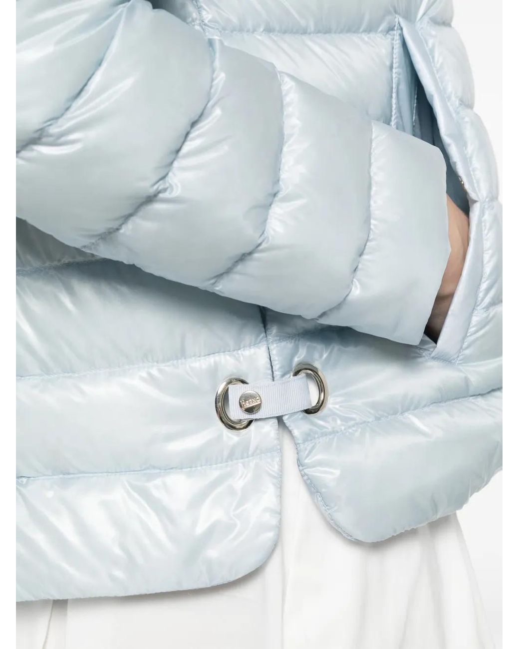 Herno Blue Hooded Quilted Jacket
