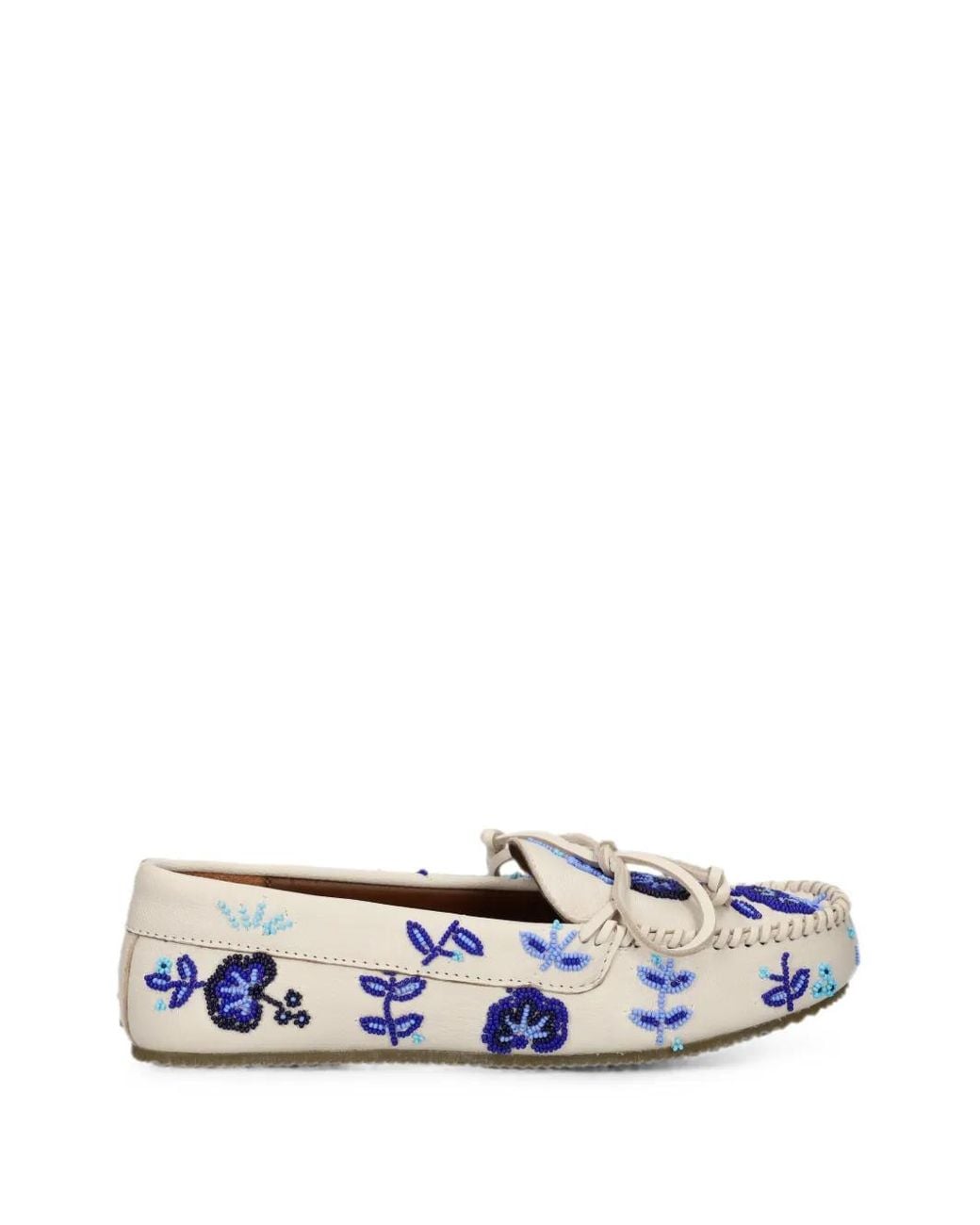 De Siena Shoes White Arianna Bead-Embellished Floral Loafers