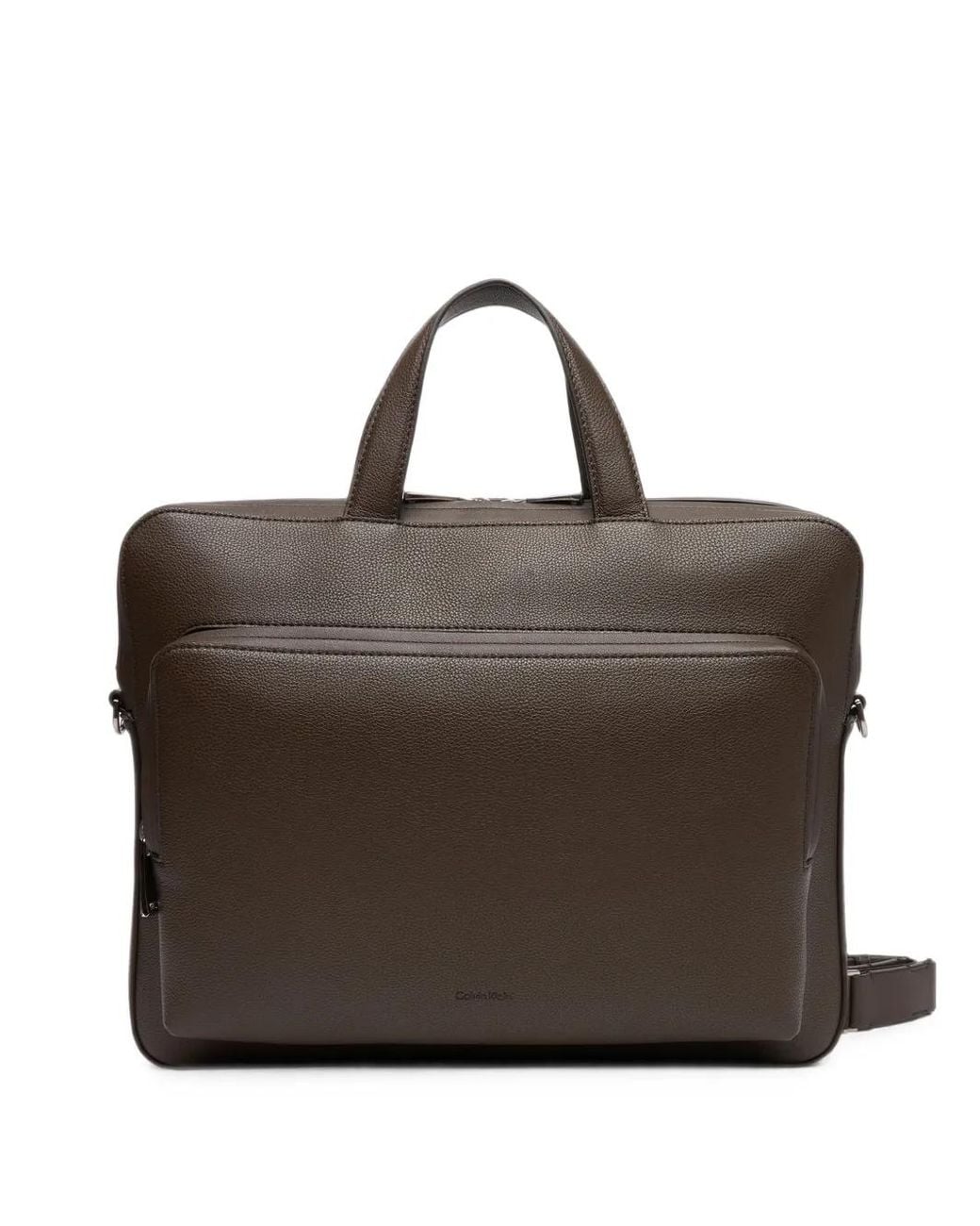 Calvin Klein Brown Grained-Effect Briefcase for men