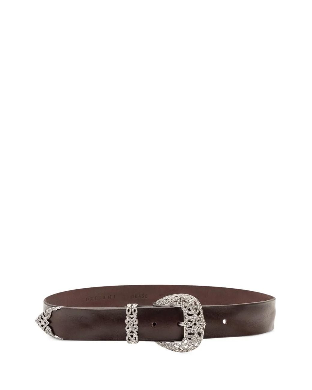 Orciani White Crystal-Embellished Western-Style Belt
