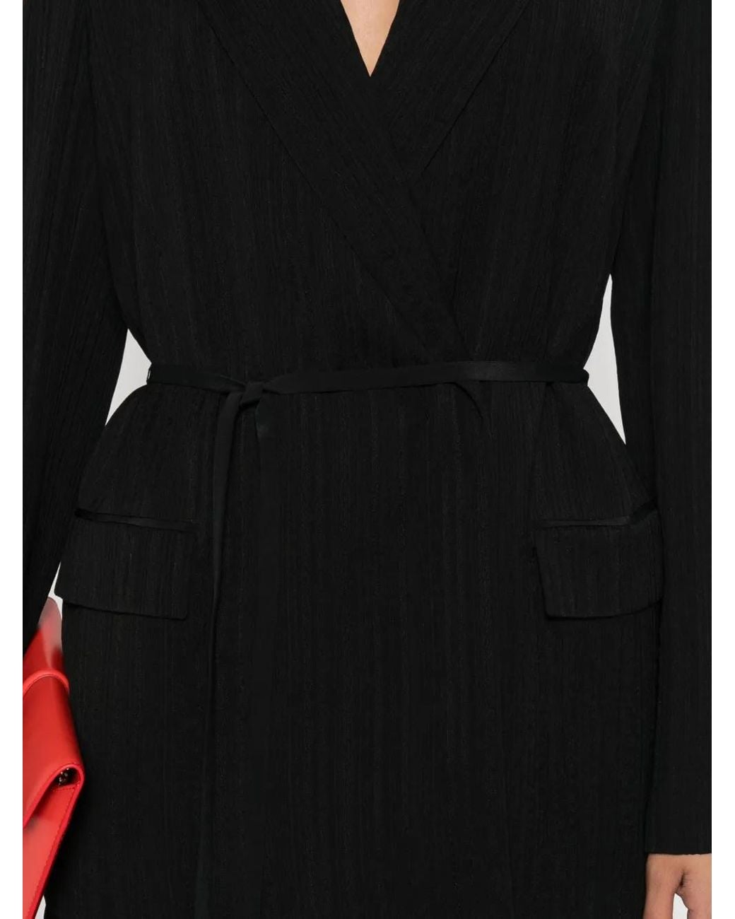 Joseph Black Tie-Waist Pinstripe Jacket