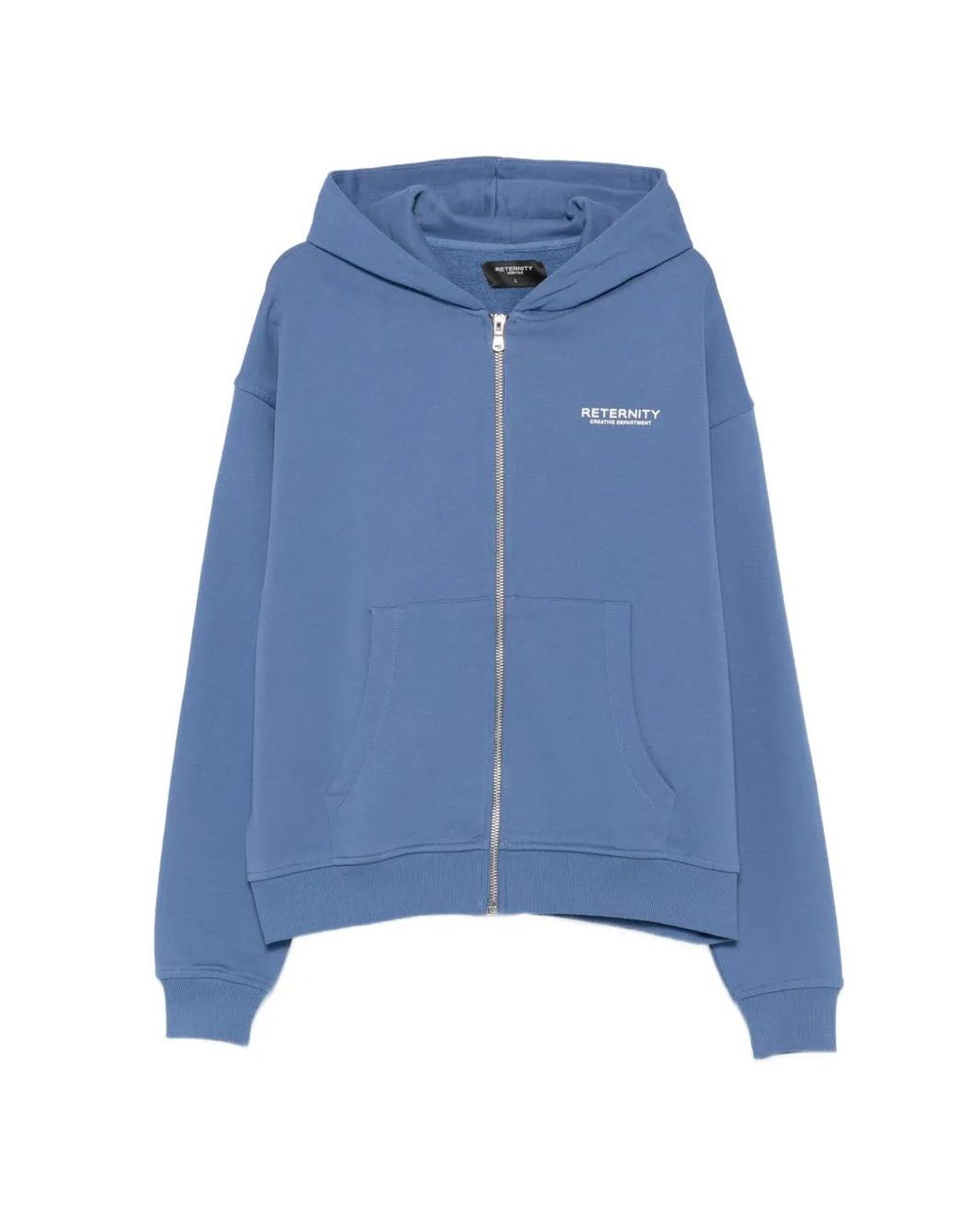 RETERNITY Blue Logo-Print Zip-Up Hoodie for men