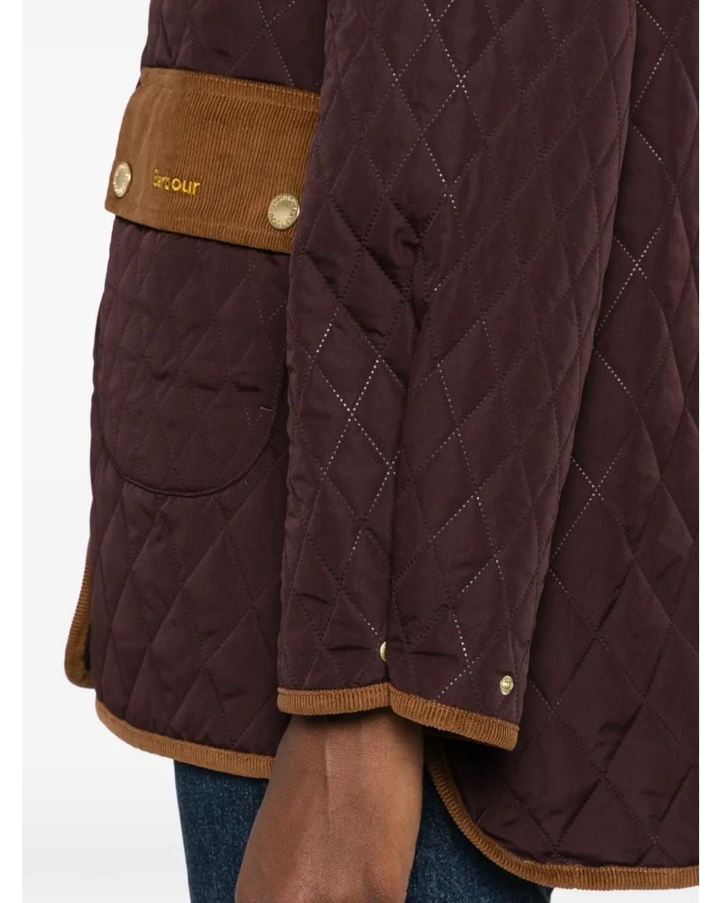Barbour Brown Quilted Corduroy-Collar Oversized Jacket